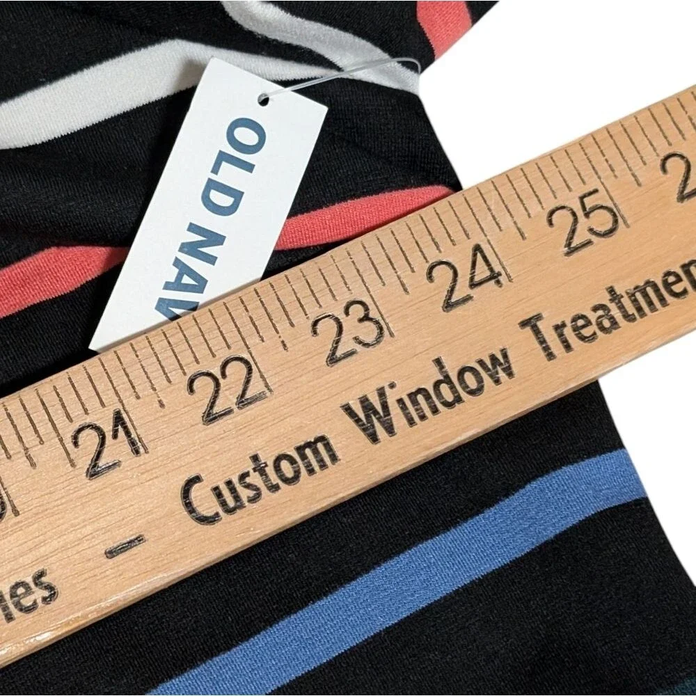 NWT Old Navy Black rainbow striped colorful knee length shift dress plus XXL - Picture 4 of 9